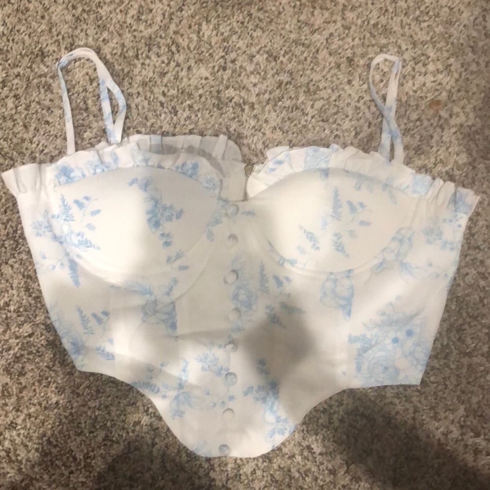 Blue Floral Pattern Corset